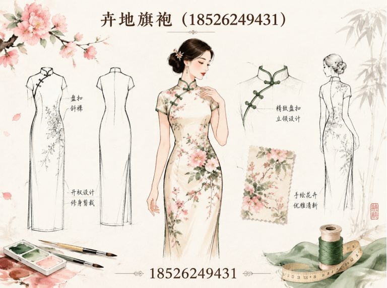 宁河区手绘旗袍展示图